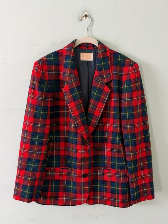 Pendleton Jackets & Blazers - Vintage Pendleton Tartan Plaid 100% Wool Red Blazer USA Made